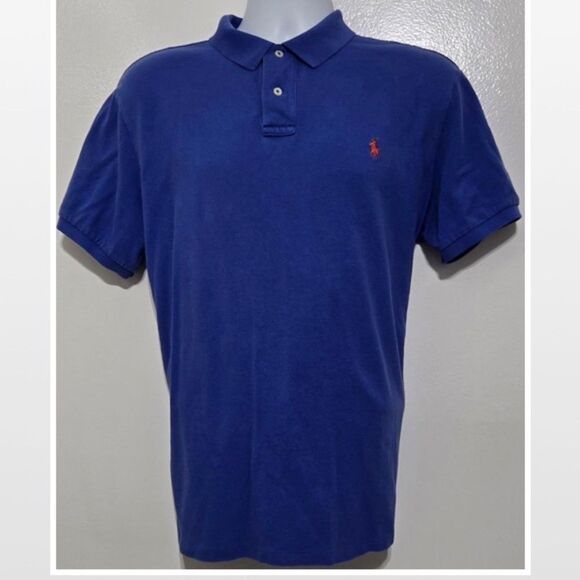 Polo Ralph Lauren Mens Shirt Short Sleeve Blue Preppy Custom Fit XL - Picture 1 of 16